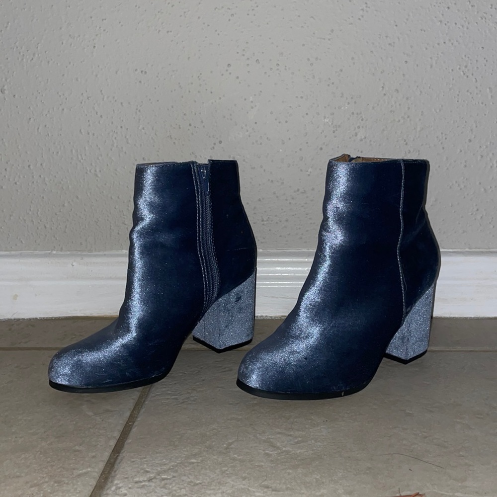 Blue heel booties